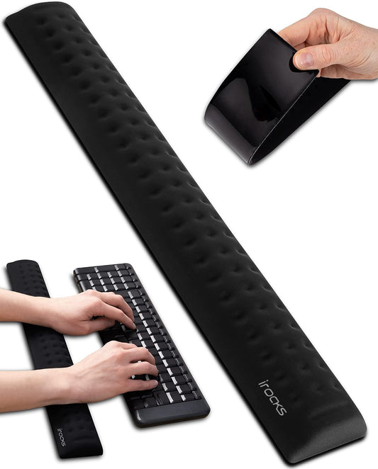 Memory Foam Keyboard Wrist Rest - Pain-Reducing, Non-Slip Rubber Base Wrists Rest Support - Cooling Ergonomic Laptop & Computer Keyboard Pad for Long Hours of Work, Studying, Gaming - Black
