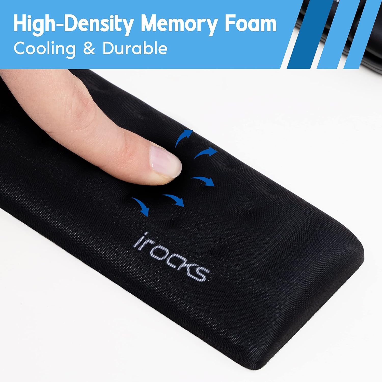 Memory Foam Keyboard Wrist Rest - Pain-Reducing, Non-Slip Rubber Base Wrists Rest Support - Cooling Ergonomic Laptop & Computer Keyboard Pad for Long Hours of Work, Studying, Gaming - Black